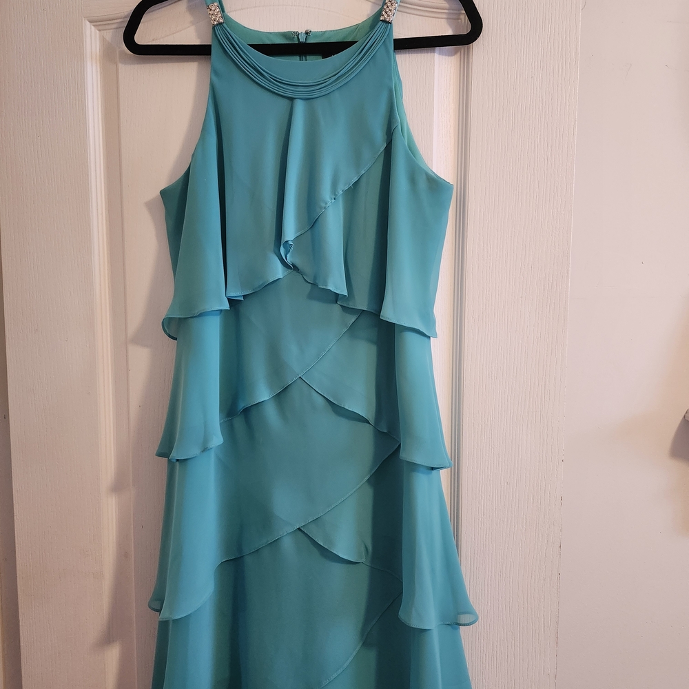 SL Fashions Turquoise High Low Dress